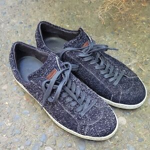Santoni Men"s Textured Suede Black Sneakers Size 7 or US 8
